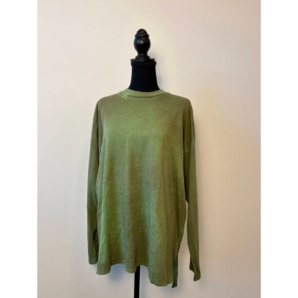 Dr. Collectors Basic Double Face Dye Tee in Green Medium Long Sleeve Cotton - Picture 1 of 6